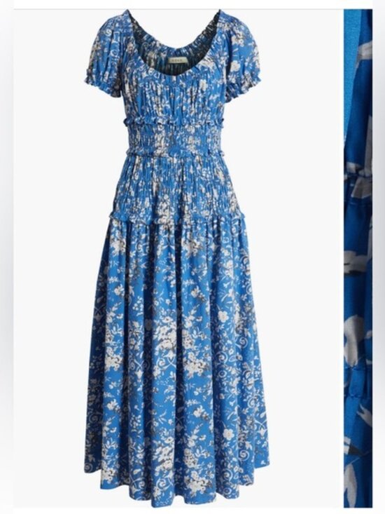 Doen Women's Leanne Jardins de La Fontaine Dress Floral Blue Maxi Dress xs - Picture 7 of 11